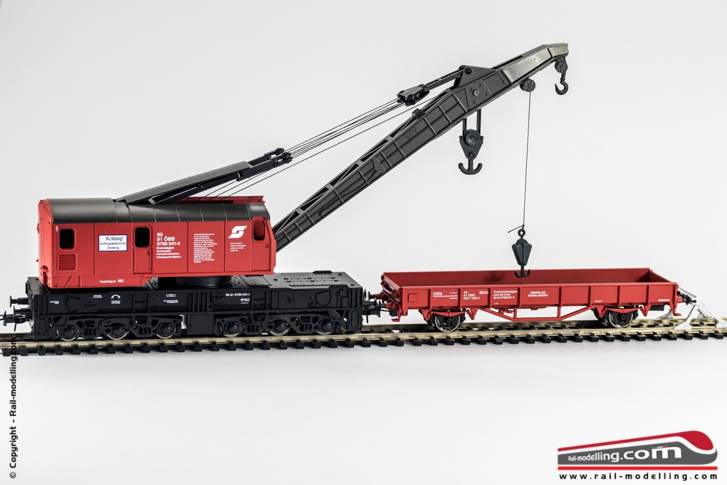 ROCO 56239 - H0 1:87 - Set carro gru cantiere con carro a pianale di appoggio OBB Ep: V 