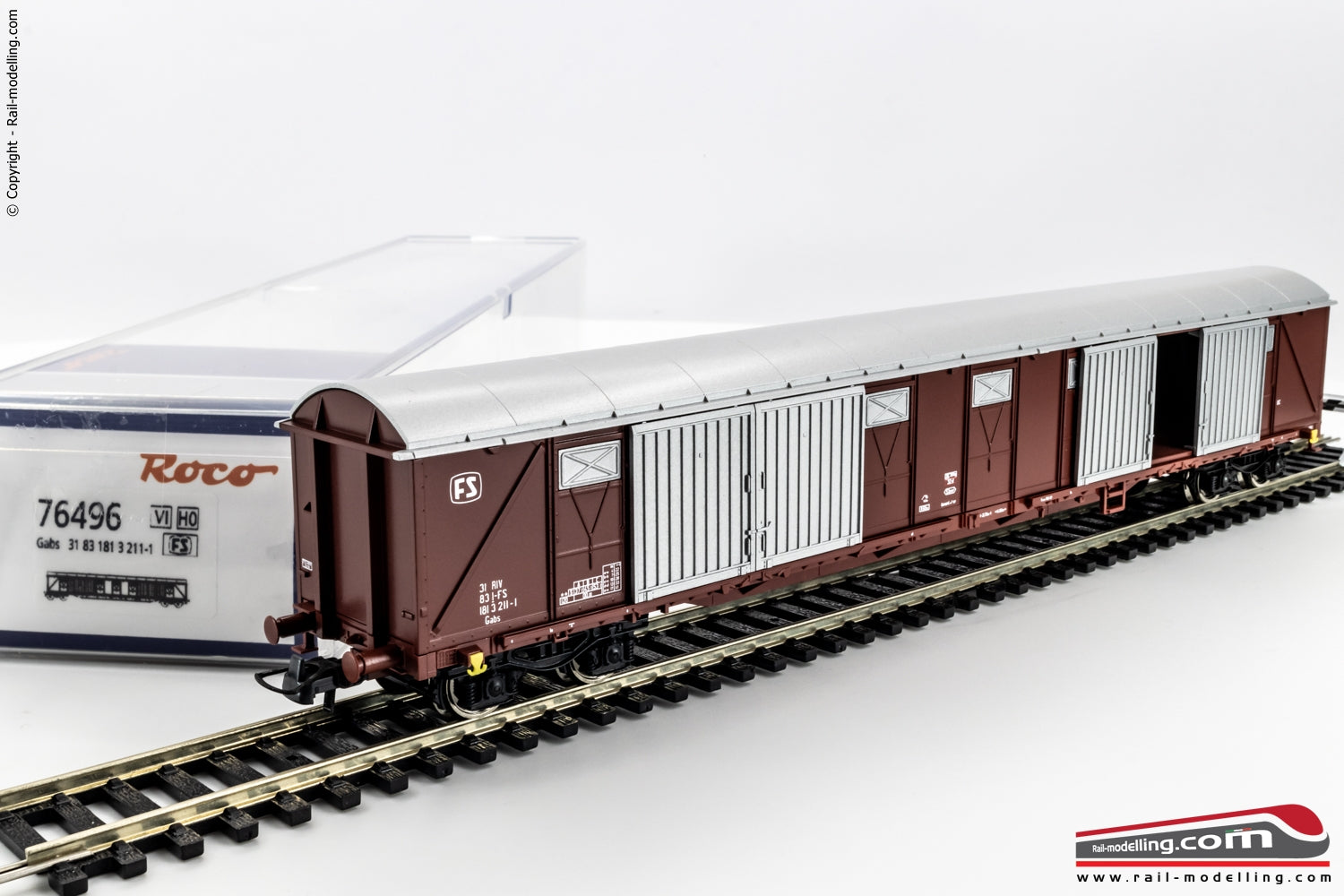ROCO 76496 - H0 187 - Carro chiuso lungo a porte scorrevoli FS tipo Gabs Ep. VI